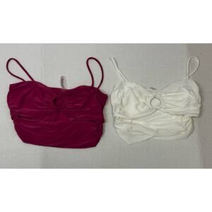 TRESSER Lot Of 2 Women's Tank Tops Open Abdomen 1 Pink 1‎ White Size M